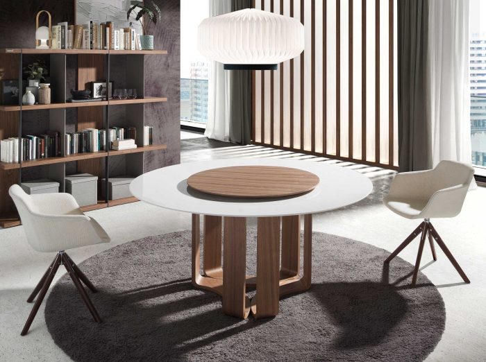 Silla giratoria tela beige - Imagen 3