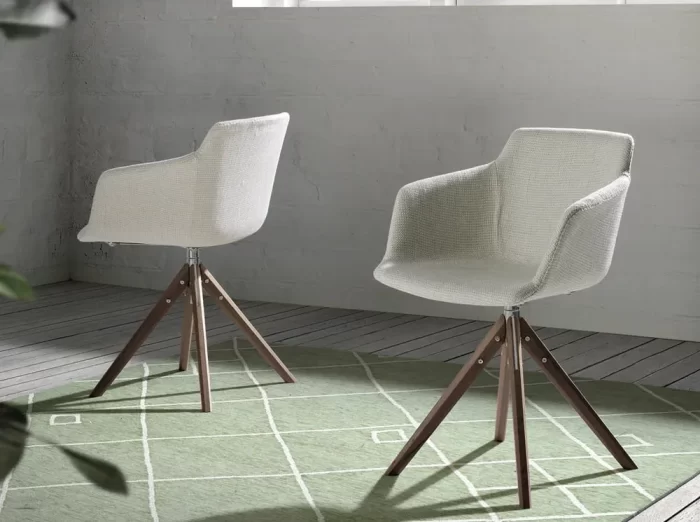 Silla giratoria tela beige - Imagen 9