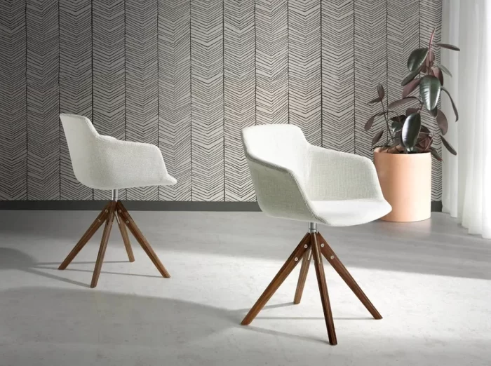Silla giratoria tela beige - Imagen 2
