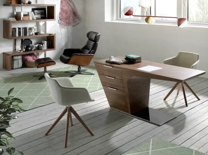 Silla giratoria tela beige - Imagen 8